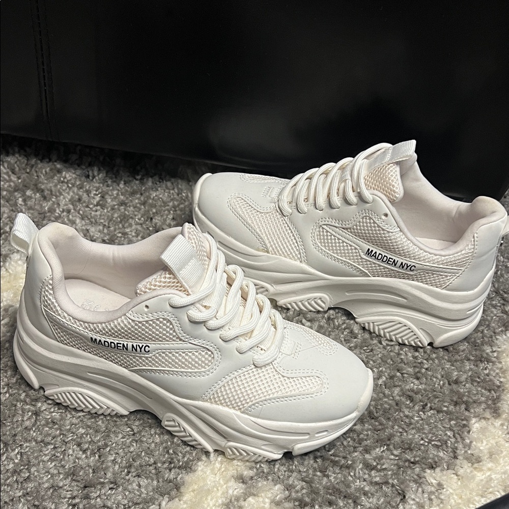 Madden NYC Women's All-White Platform Sneakers